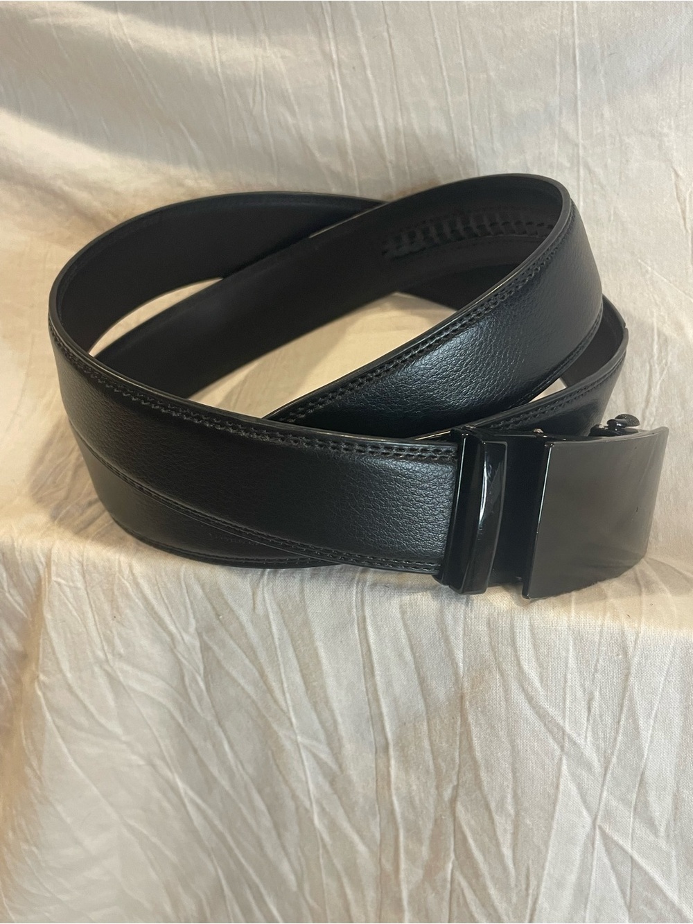 Lavemi Men’s Black Leather Ratchet Belt Automatic Buckle 43”